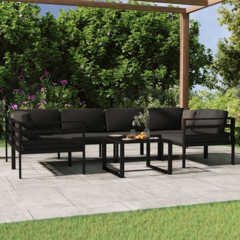 7-tlg. Garten-Lounge-Set mit Kissen Aluminium Anthrazit vidaXL