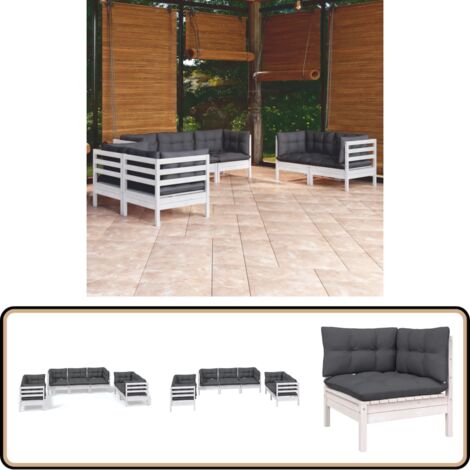 7-tlg. Garten-Lounge-Set mit Kissen Kiefer Massivholz - Garten Lounge Set - Kiefernholzmöbel - Outdoor Möbel - Gartengeräte - Loungemöbel