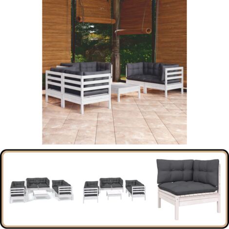 7-tlg. Garten-Lounge-Set mit Kissen Kiefer Massivholz - Garten Lounge Set - Kiefernholzmöbel - Outdoor Möbel - Gartenzubehör - Loungemöbel