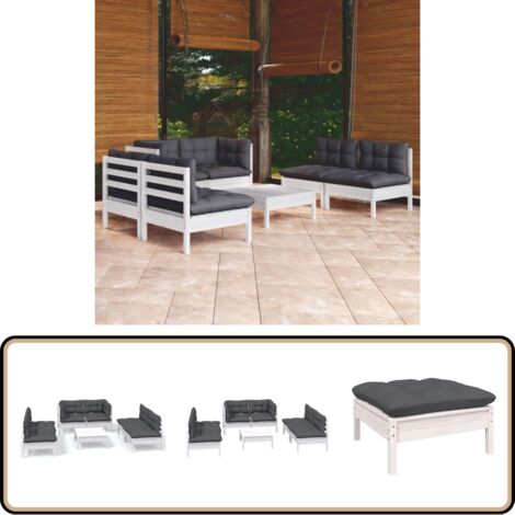 7-tlg. Garten-Lounge-Set mit Kissen Kiefer Massivholz - Garten Lounge Set - Kiefernholzmöbel - Outdoor Möbel - Gartenzubehör - Loungemöbel
