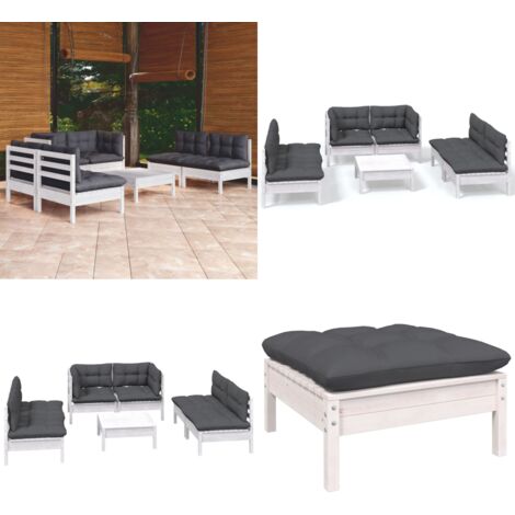 7-tlg. Garten-Lounge-Set mit Kissen Kiefer Massivholz - Garten Lounge Set - Kiefernholzmöbel - Outdoor Möbel - Gartenzubehör - Loungemöbel - Home & Living