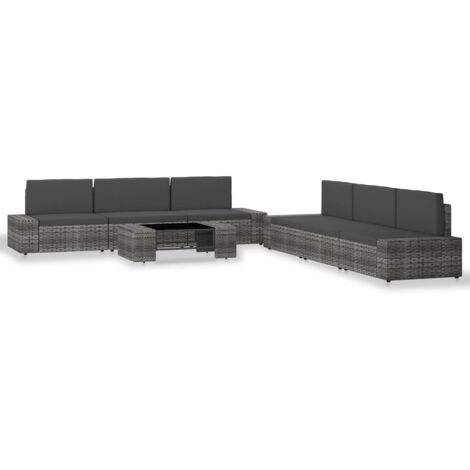7-tlg. Garten-Lounge-Set Poly Rattan Grau vidaXL