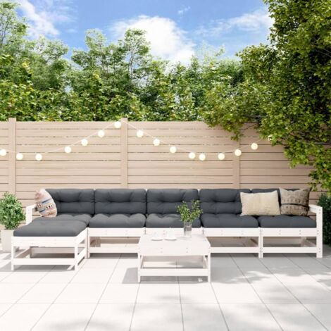 7-tlg. Garten-Lounge-Set Weiß Massivholz Kiefer vidaXL