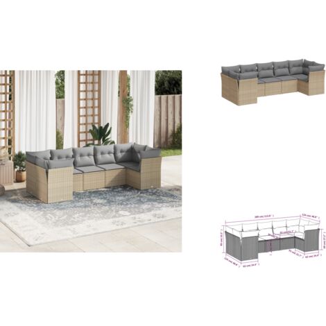 7-tlg. Garten-Sofagarnitur mit Kissen Beige Poly Rattan - Gartensofas - Outdoor Möbel - Lounge Set - Rattan Sofa - Gartenlounge