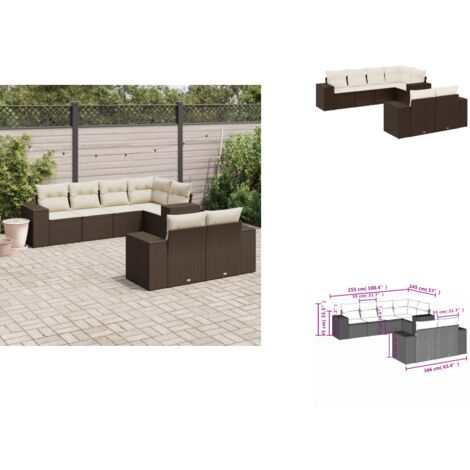 7-tlg. Garten-Sofagarnitur mit Kissen Braun Poly Rattan - Garten Sofagarnitur - Garten Sofagarnituren - Outdoor Sofagarnitur - Sofagarnitur Terrasse