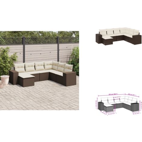 7-tlg. Garten-Sofagarnitur mit Kissen Braun Poly Rattan - Garten Sofagarnitur - Garten Sofagarnituren - Outdoor Sofagarnitur - Sofagarnitur Terrasse