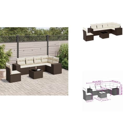 7-tlg. Garten-Sofagarnitur mit Kissen Braun Poly Rattan - Garten Sofagarnitur - Garten Sofagarnituren - Outdoor Sofagarnitur - Sofagarnitur Terrasse