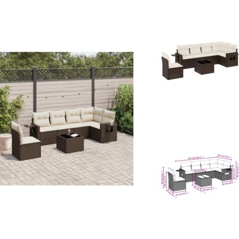 7-tlg. Garten-Sofagarnitur mit Kissen Braun Poly Rattan - Garten Sofagarnitur - Garten Sofagarnituren - Outdoor Sofagarnitur - Sofagarnitur Terrasse
