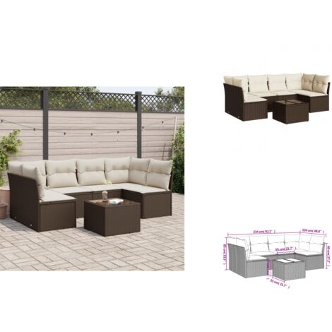 7-tlg. Garten-Sofagarnitur mit Kissen Braun Poly Rattan - Garten Sofagarnitur - Garten Sofagarnituren - Outdoor Sofagarnitur - Sofagarnitur Terrasse