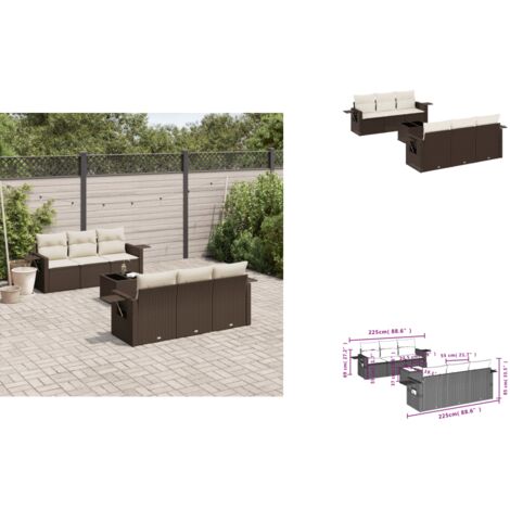 7-tlg. Garten-Sofagarnitur mit Kissen Braun Poly Rattan - Garten Sofagarnitur - Garten Sofagarnituren - Outdoor Sofagarnitur - Sofagarnitur Terrasse