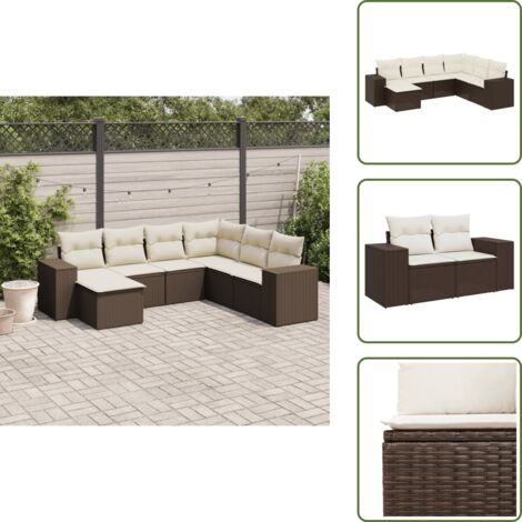 7-tlg. Garten-Sofagarnitur mit Kissen Braun Poly Rattan - Garten Sofagarnitur - Garten Sofagarnituren - Outdoor Sofagarnitur - Sofagarnitur Terrasse