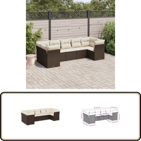 7-tlg. Garten-Sofagarnitur mit Kissen Braun Poly Rattan - Gartensofas - Outdoor Möbel - Lounge Set - Rattan Sofa - Gartenlounge