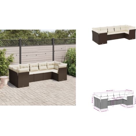 7-tlg. Garten-Sofagarnitur mit Kissen Braun Poly Rattan - Gartensofas - Outdoor Möbel - Lounge Set - Rattan Sofa - Gartenlounge