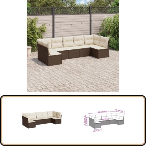 7-tlg. Garten-Sofagarnitur mit Kissen Braun Poly Rattan - Gartensortiment - Outdoor Möbel - Lounge Set - Gartenlounge - Rattan Sofa