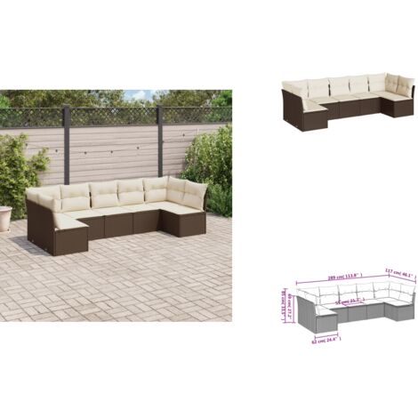 7-tlg. Garten-Sofagarnitur mit Kissen Braun Poly Rattan - Gartensortiment - Outdoor Möbel - Lounge Set - Gartenlounge - Rattan Sofa