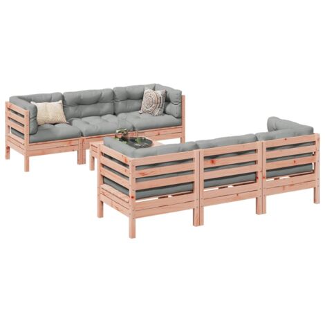 7-tlg. Garten-Sofagarnitur mit Kissen Massivholz Douglasie vidaXL