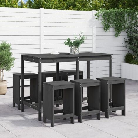 7-tlg. Gartenbar-Set Grau Massivholz Kiefer vidaXL