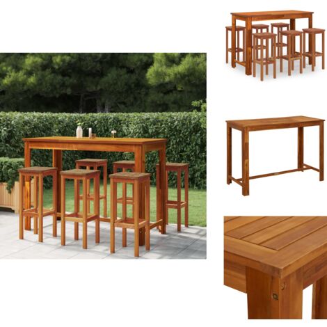 7-tlg. Gartenbar-Set Massivholz Akazie - Gartenbar Set - Esstisch - Barhocker - Akazienholzmöbel - Gartenmöbel