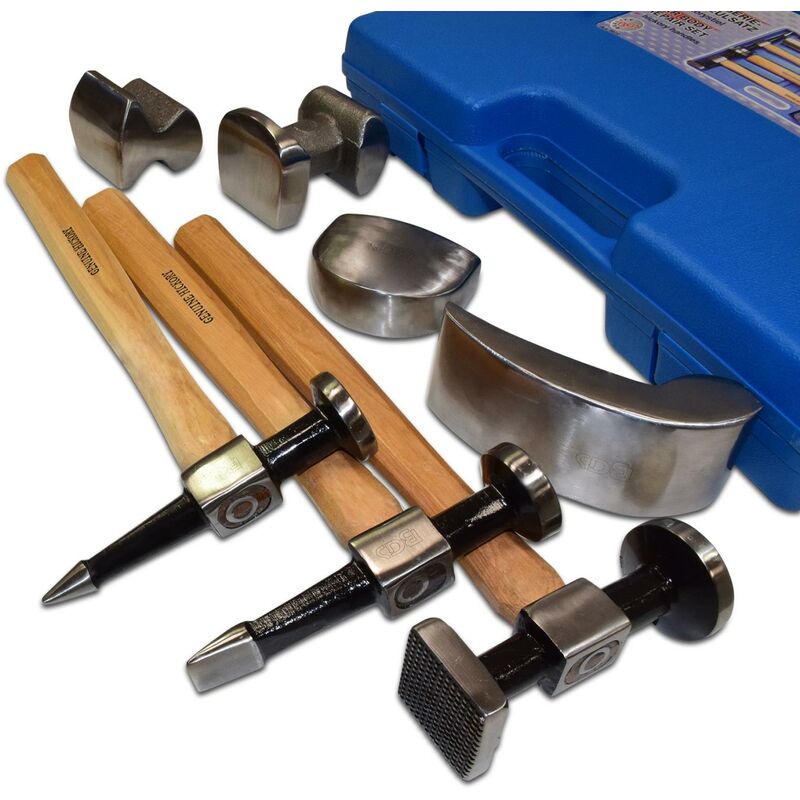 7-tlg. HICKORY Ausbeulhammer Garnitur Satz Schlichthammer Set Ausbeul
