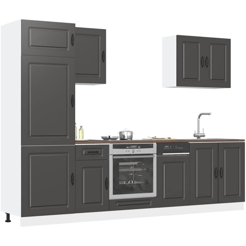 7-tlg. Küchenschrank-set Kalmar Schwarz Holzwerkstoff - Vidaxl