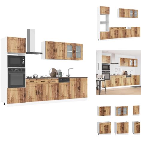 7-tlg. Küchenschrank-Set Kalmar Altholz-Optik Holzwerkstoff - Küchenschrank-Set - Küchenschrank-Sets - Küchenzeile Einbauküche - Küchenschrank