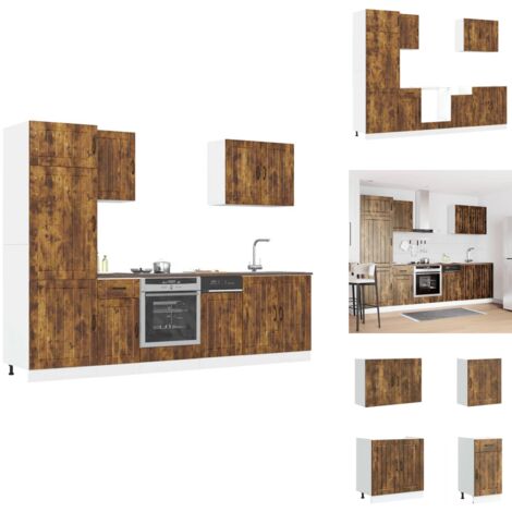 7-tlg. Küchenschrank-Set Kalmar Räuchereiche Holzwerkstoff - Küchenschrank-Set - Küchenschrank-Sets - Küchenzeile Einbauküche - Küchenschrank