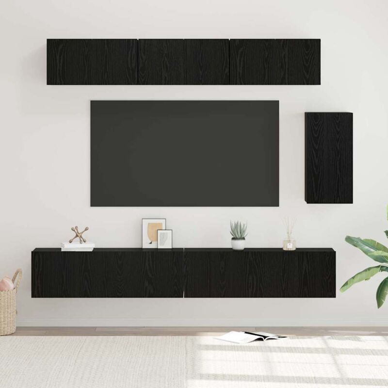 Vidaxl - Tv-schrank-set 6 Pcs Schwarze Eiche 100 X 30 X 30 Cm
