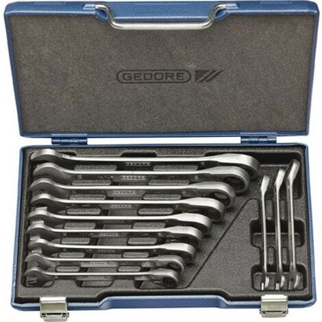 7 UR-012 Set di chiavi a bocca con cricchetto a anello, intercambiabili, 12 pezzi 8-19 mm