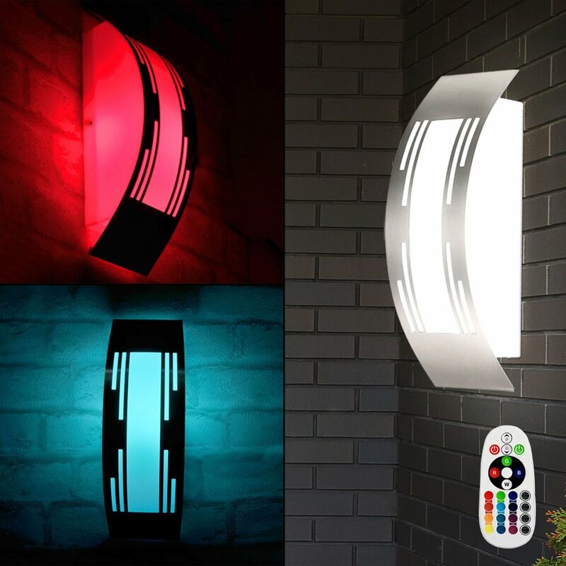 

Lámpara de pared LED RGB de 7 vatios, cambiador de color de luz, control remoto, acero inoxidable IP44