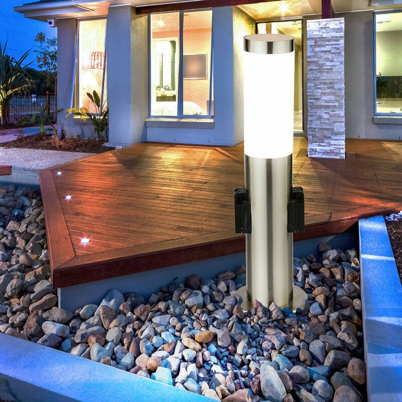 

Base de iluminación LED de acero inoxidable de 7 vatios para terraza 2x enchufes IP44