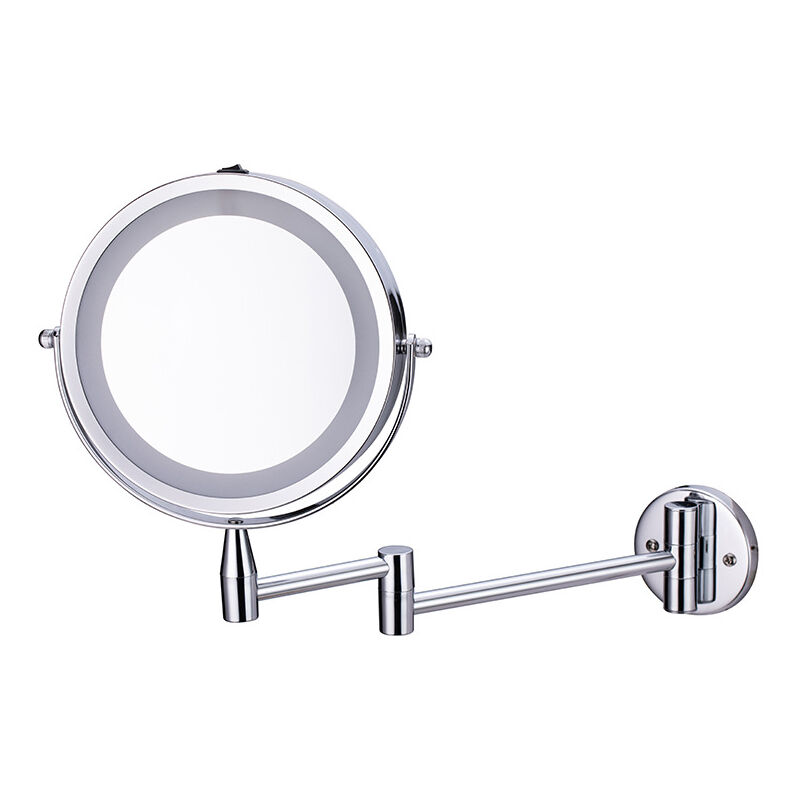 7'' Wall Mounted Makeup Mirror USB Rechargeable Two Sided 1X/3X Magnifying Mirror power switch button