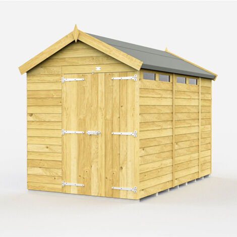 7 x 10 Feet Apex Security Shed - Double Door - Wood - L302 x W214 x H217 cm