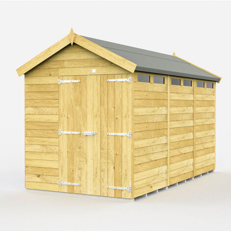 7 x 12 Feet Apex Security Shed - Double Door - Wood - L358 x W214 x H217 cm