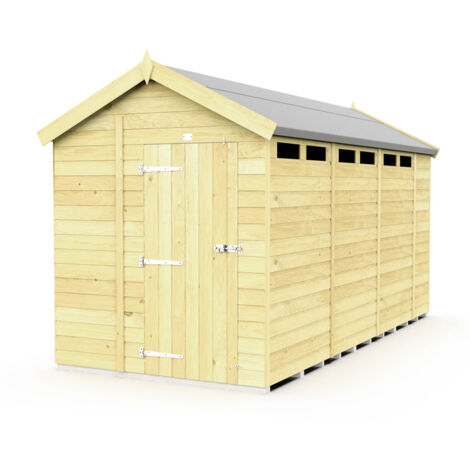 7 x 14 Feet Apex Security Shed - Single Door - Wood - L417 x W214 x H217 cm