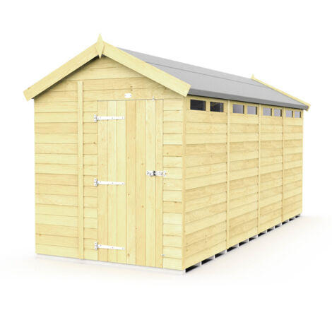 7 x 16 Feet Apex Security Shed - Single Door - Wood - L472 x W214 x H217 cm