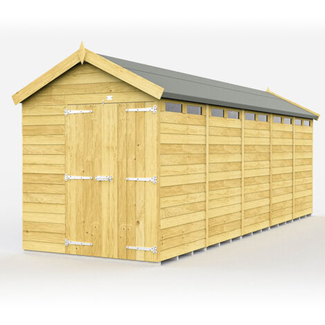 7 x 20 Feet Apex Security Shed - Double Door - Wood - L592 x W214 x H217 cm