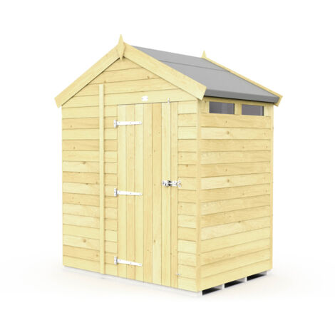 7 x 4 Feet Apex Security Shed - Single Door - Wood - L127 x W214 x H217 cm