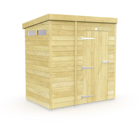 7 x 4 Feet Pent Security Shed - Single Door - Wood - L118 x W214 x H201 cm