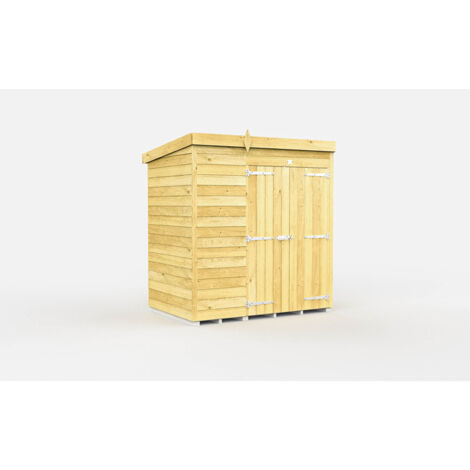 7 x 4 Feet Pent Shed - Double Door Without Windows - Wood - L118 x W214 x H201 cm