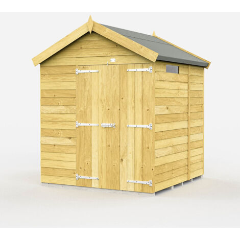 7 x 5 Feet Apex Security Shed - Double Door - Wood - L158 x W214 x H217 cm