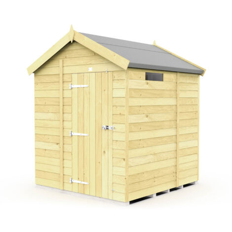 7 x 5 Feet Apex Security Shed - Single Door - Wood - L158 x W214 x H217 cm