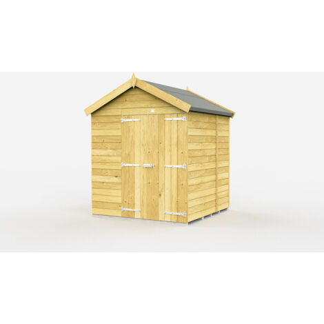 7 x 5 Feet Apex Shed - Double Door Without Windows - Wood - L158 x W214 x H217 cm