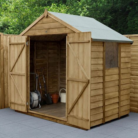 7' x 5' Forest Epping Overlap Pressure Treated Shed Double Door Apex Wooden Shed (2.32m x 1.54m)