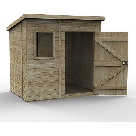 7' x 5' Forest Premium Tongue & Groove Pressure Treated Pent Shed (2.24m x 1.7m) - Natural Timber