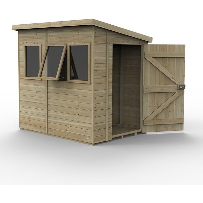 7' x 5' Forest Timberdale 25yr Guarantee Tongue & Groove Pressure Treated Pent Shed – 3 Windows (2.24m x 1.70m)