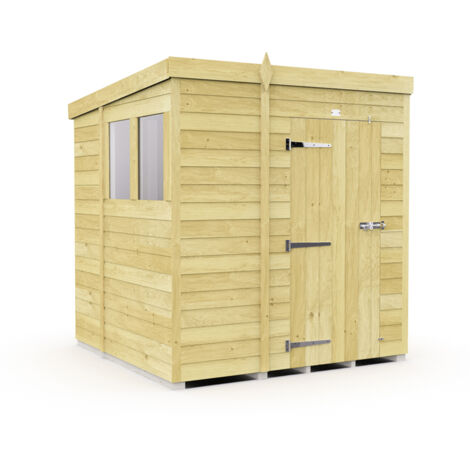 7 x 6 Feet Pent Shed - Single Door With Windows - Wood - L178 x W214 x H201 cm