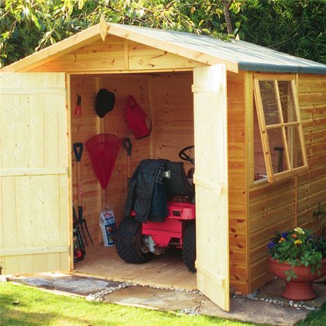 main image of "7 x 7 (2.05m x 2.05m) - Tongue & Groove - Apex Garden Shed / Workshop - 1 Opening Window - Double Doors - 12mm Tongue and Groove Floor"