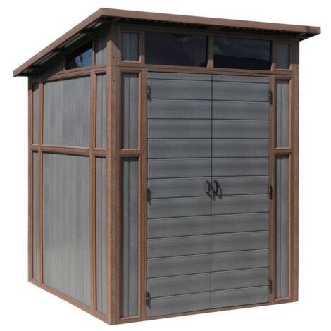 7 x 7 Feet Premium Composite Pent Shed - L208 x W203 x H240 cm - Grey
