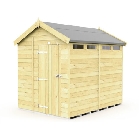 7 x 8 Feet Apex Security Shed - Single Door - Wood - L243 x W214 x H217 cm