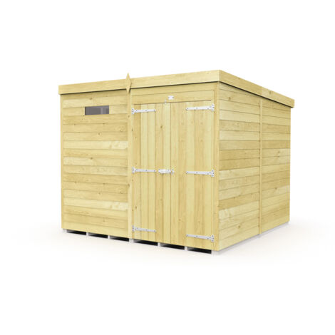 7 x 8 Feet Pent Security Shed - Double Door - Wood - L231 x W214 x H201 cm